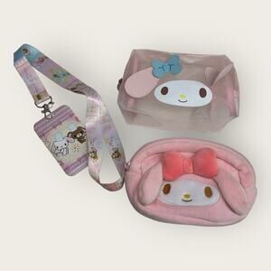 Bundle: Sanrio | My Melody Makeup Bag or Pencil Pouch & Lanyard | Pink